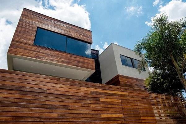 Wooden wall in a modern house