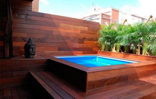 Wooden wall in the pool area